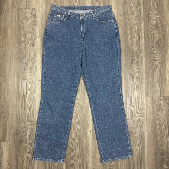 Riders by Lee Denim - Riders High Waisted Straight Leg Denim Jeans - SIZE 16 Medium Wash Casual